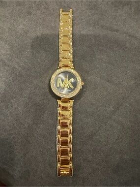 New Michael Kors Gold and Black Logo Bracelet Watch